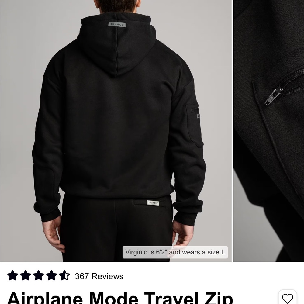 Comfrt Airplane Mode hoodie Black - Picture 6 of 8